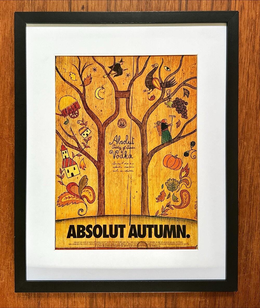 1993 Absolut Autumn Vodka Vintage Print Ad